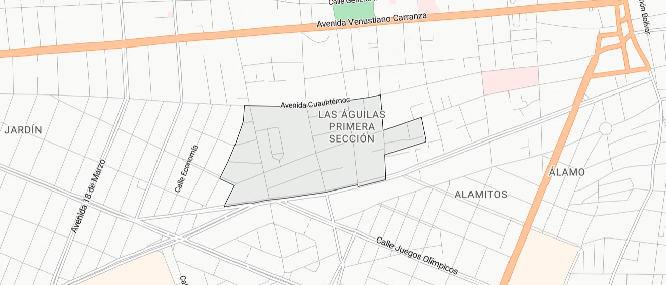 Mapa de la zona 78260, San Luis Potosí, con la colonia marcada